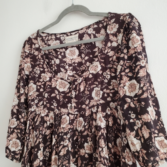 Denim & Supply Brown Floral Babydoll Mini Dress - Picture 4 of 11